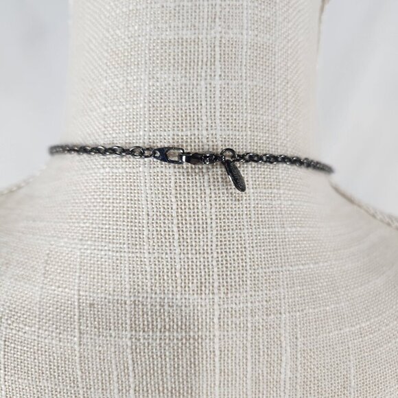 Antique Finish Silver Gold Tone Statement Charm Necklace by ICING Boho Y2K Love - Picture 5 of 7